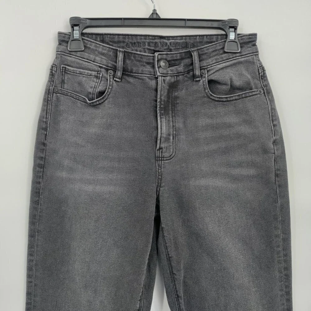 American Eagle Mom Jeans Stretch High-Rise Ankle 90's Dark Denim 2 Womens